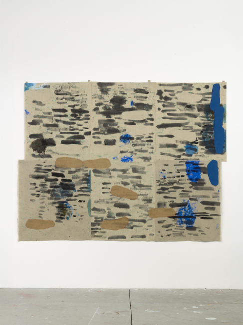 Untitled 2024 acrylic and collage on linen 167 x 2